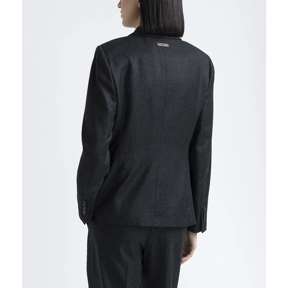 PESERICO Lurex wol flanel double-breasted blazer Gray Dames