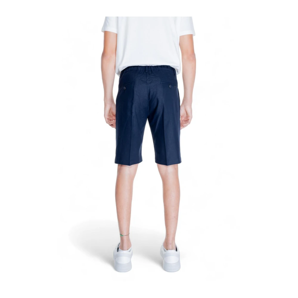 Antony Morato Blauwe Linnen Shorts Klassieke Pasvorm Blue Heren