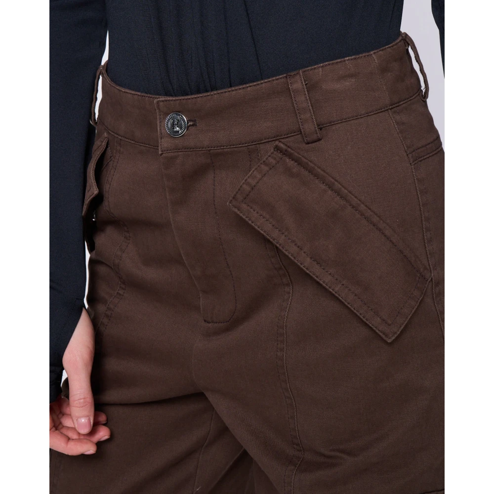 Silvian Heach Cargo broek met wijde pijpen Brown Dames