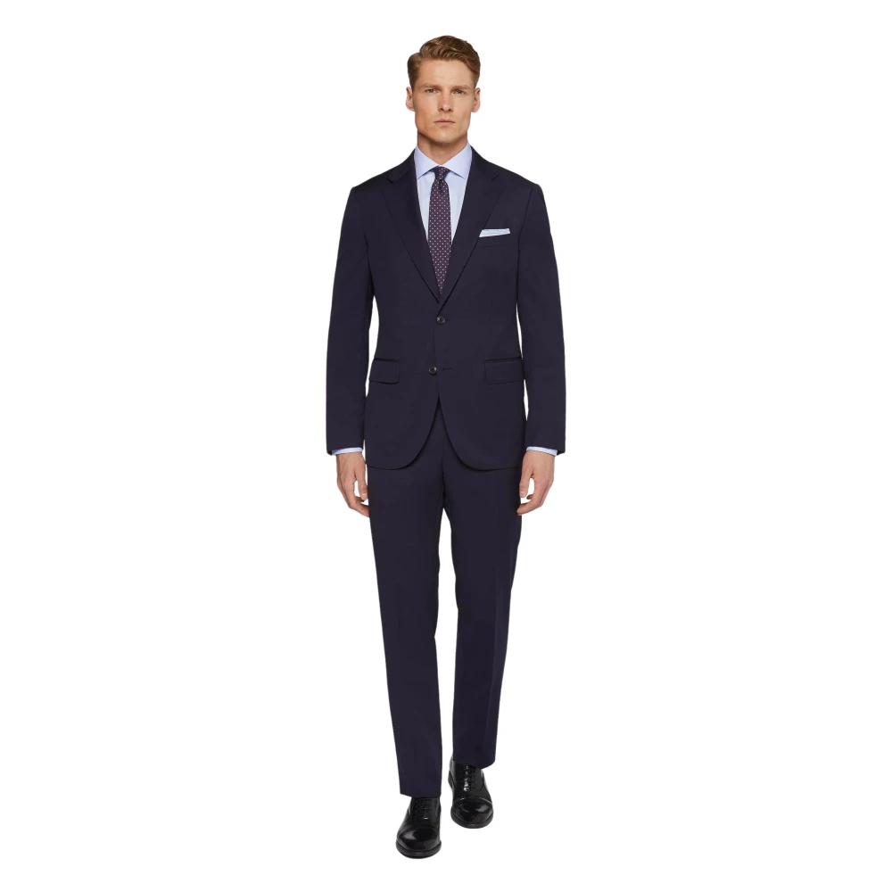 Boggi Milano Stretch Wool Pak Style Firenze Blue Heren