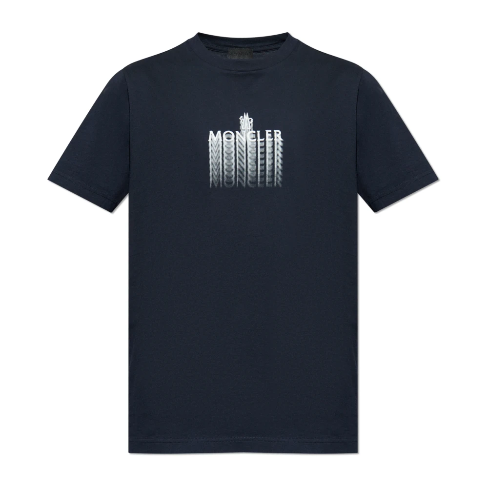 Moncler T-shirt met bedrukt logo Blue Heren