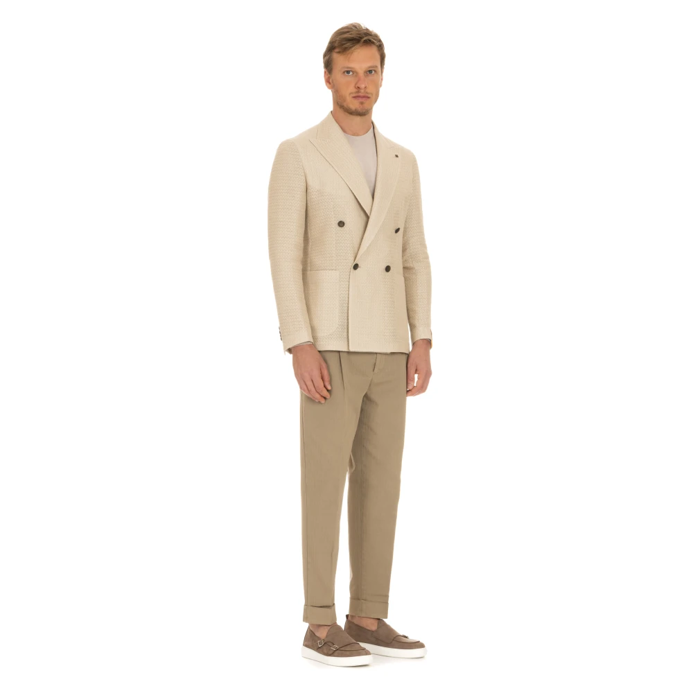 Tagliatore Beige Dubbelborst Jas Superlichte Stof Beige Heren