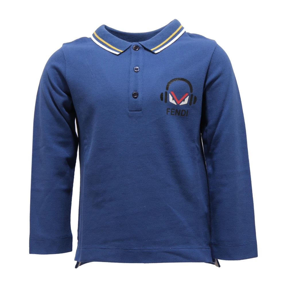 Fendi Boys Blue Kids Short Sleeve T-Shirts, 5 Y, Jmi136 Piquet Polo