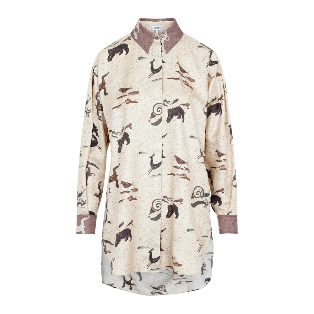 Loewe Animal Print Oversize Skjorta Multicolor, Dam