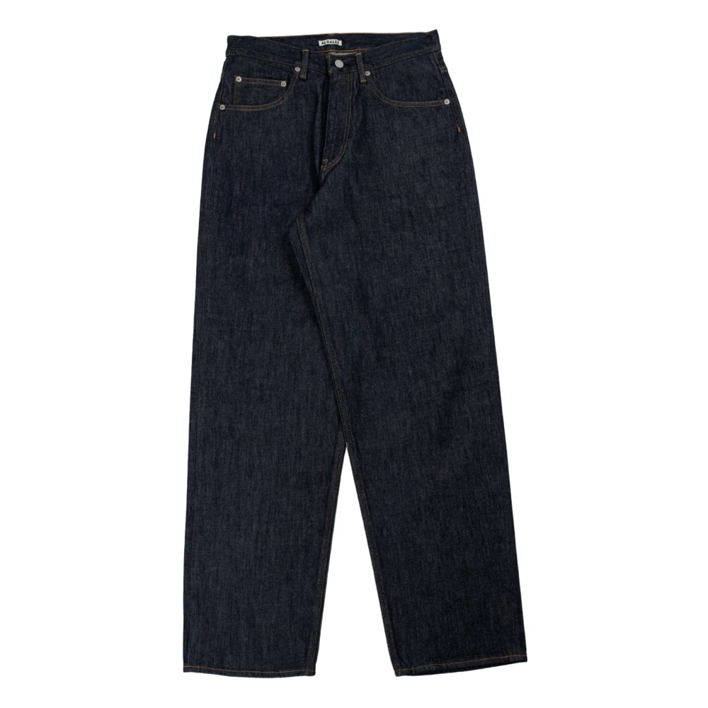 Auralee Indigo Wijde Denim Broek Blue Heren