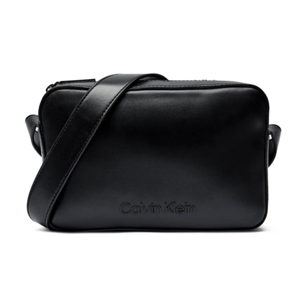 Calvin Klein Geëtst Logo Camera Tas voor Vrouwen Black Dames