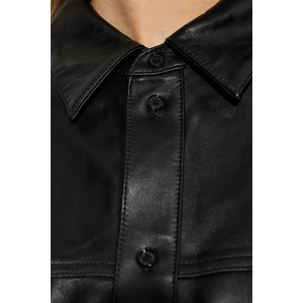 Michael Kors Leren Shirt Black Dames