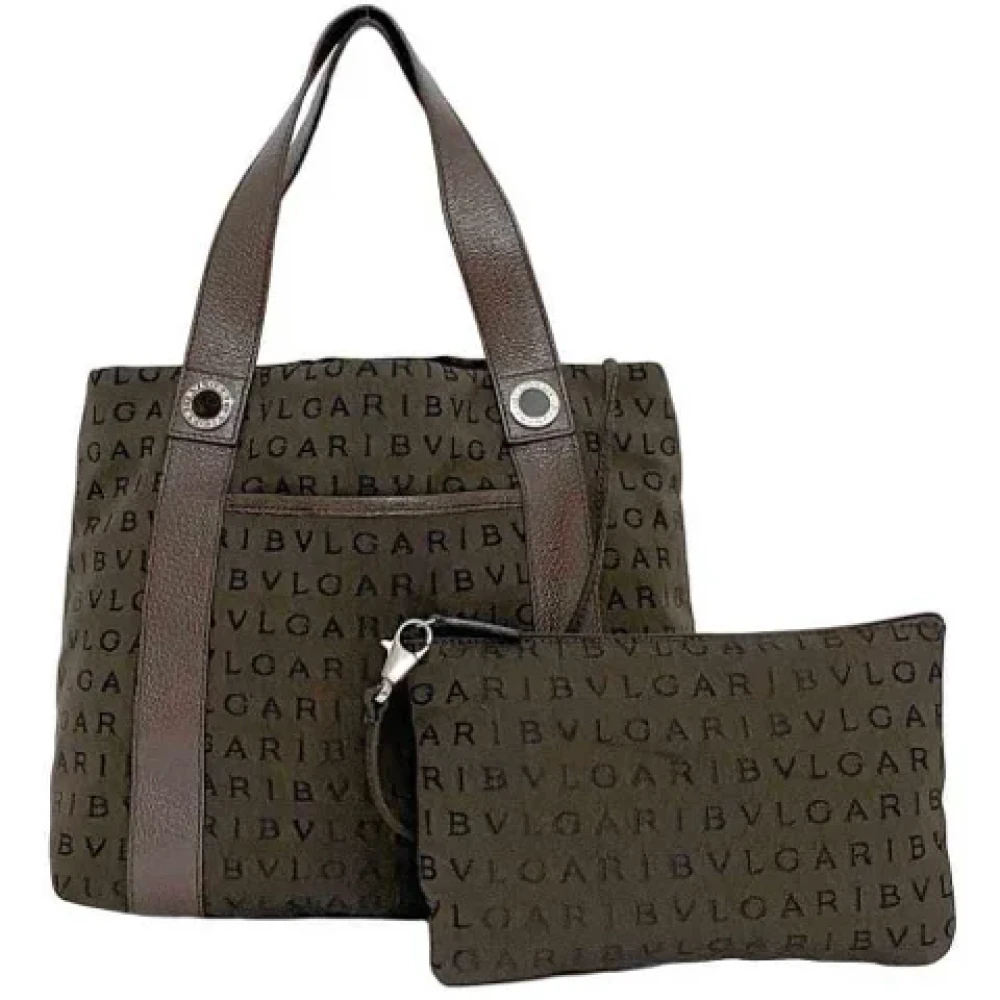 Bvlgari Vintage Pre-owned Canvas shoulder-bags Brown Dames