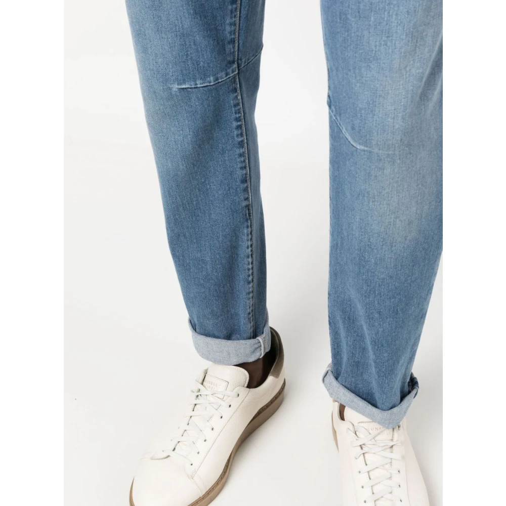 BRUNELLO CUCINELLI Lichtgewassen Denim Jeans met Logopatch Blue Heren