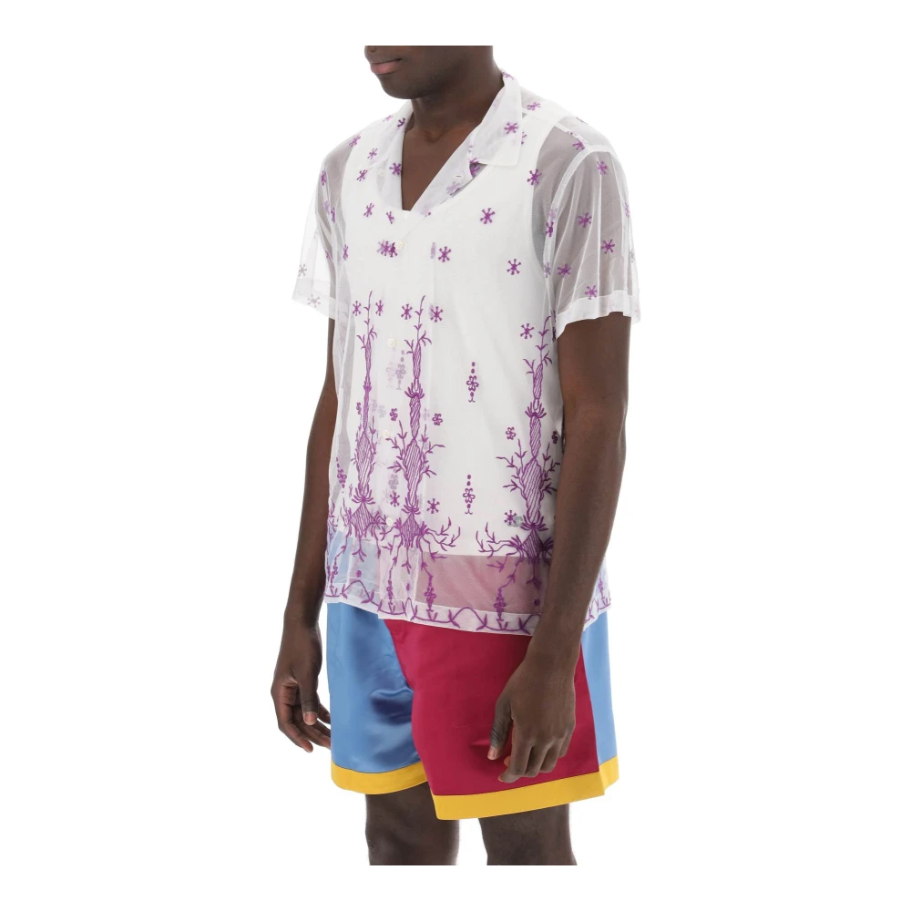 Bode Geborduurde Tule Bowling Shirt Multicolor Heren
