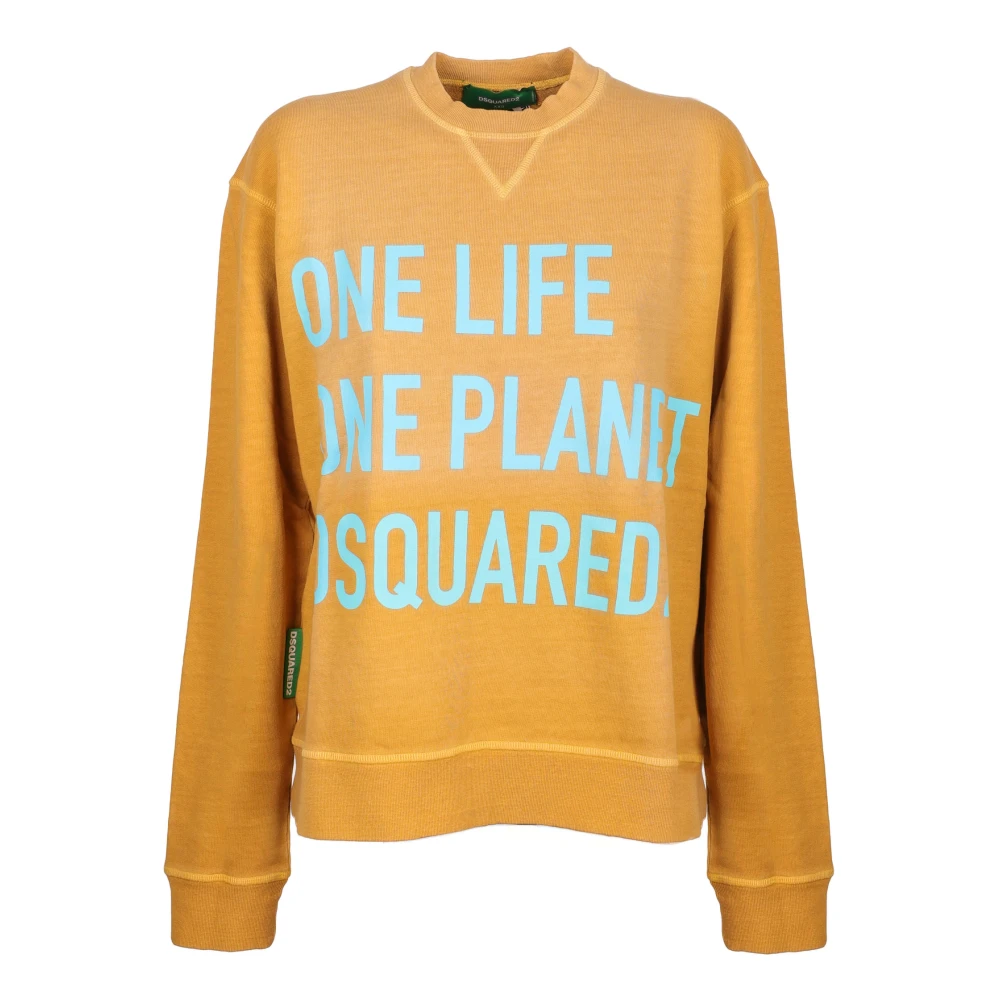 Dsquared2 Print Sweatshirt, Regular Fit Yellow, Dam