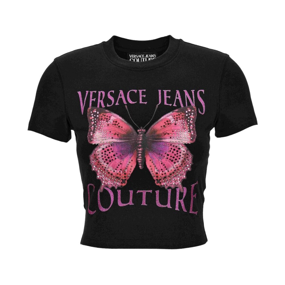 Tシャツ・カットソー VERSACE JEANS COUTURE Woman T-Shirt Violet 77HAH602J0148 363 Versace Jeans Couture Outlet: Top woman - Violet | Versace