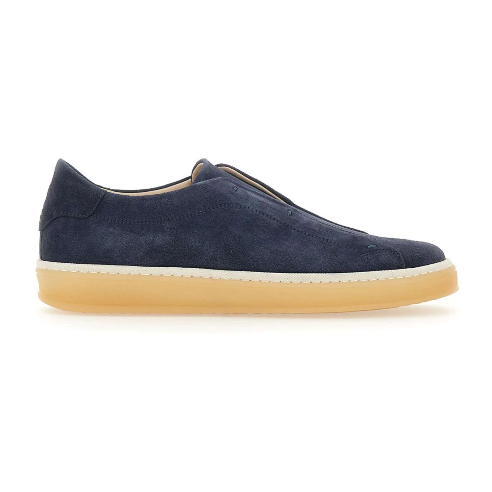 Eleventy Men's Blue Sneakers, 7 Uk, Suede Slip-On Trainers