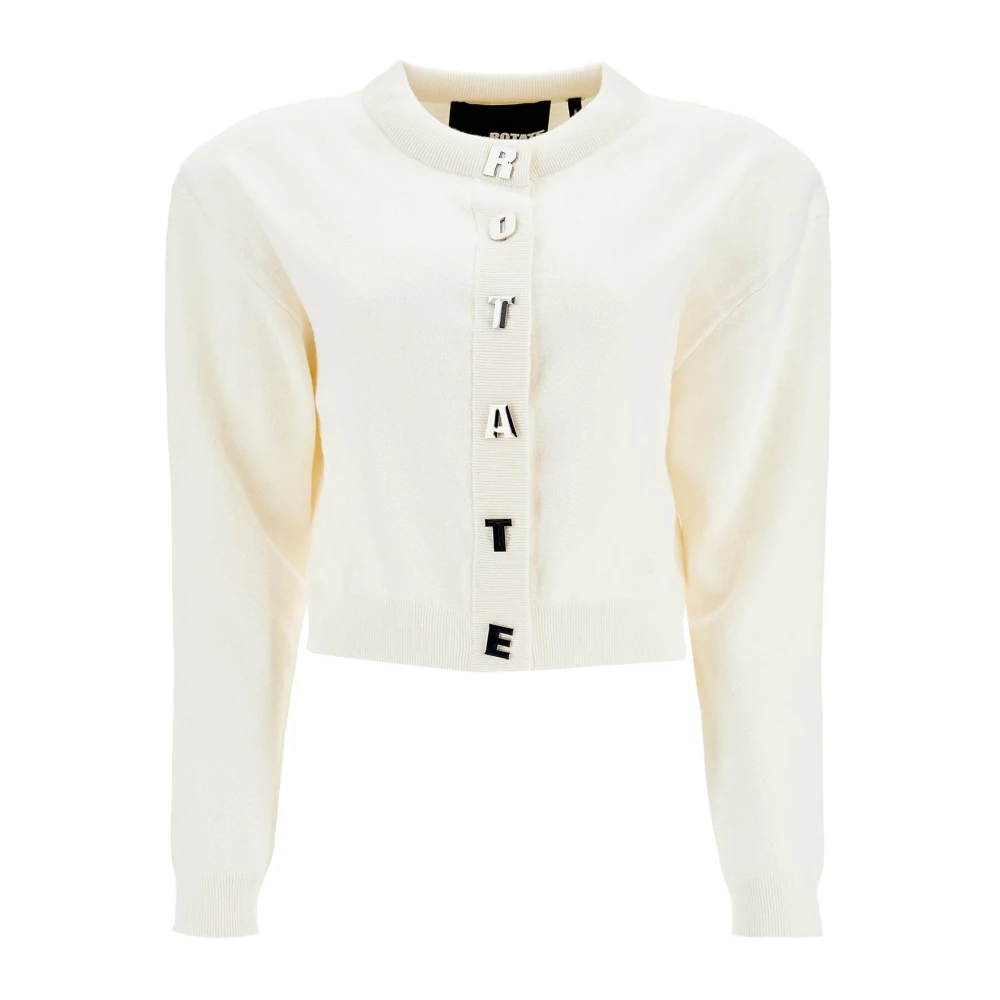 Rotate Birger Christensen Ivoor Katoenen Vest met Ronde Hals White Dames