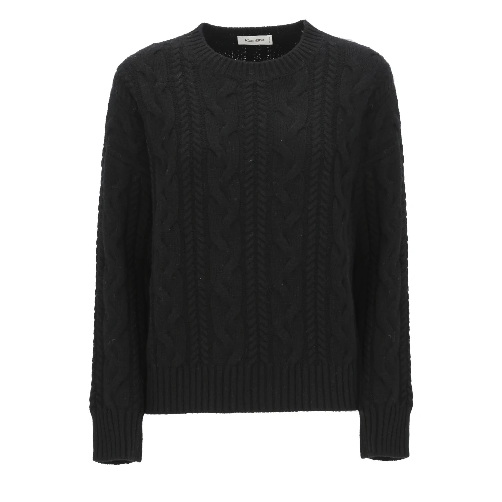 Kangra Zwarte Kasjmier Wol Jumper Crewneck Sweater Black Dames