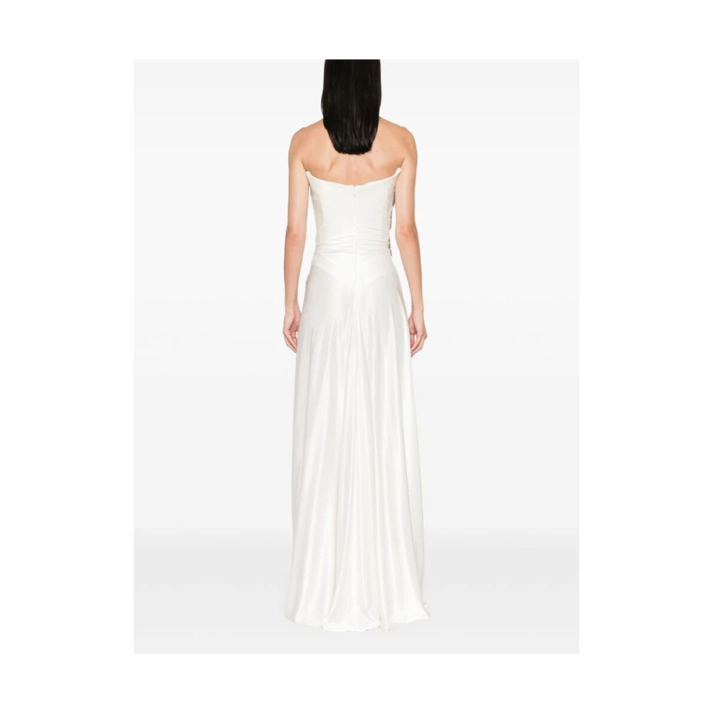 Costarellos Witte Strapless Jurk met Edelstenen White Dames
