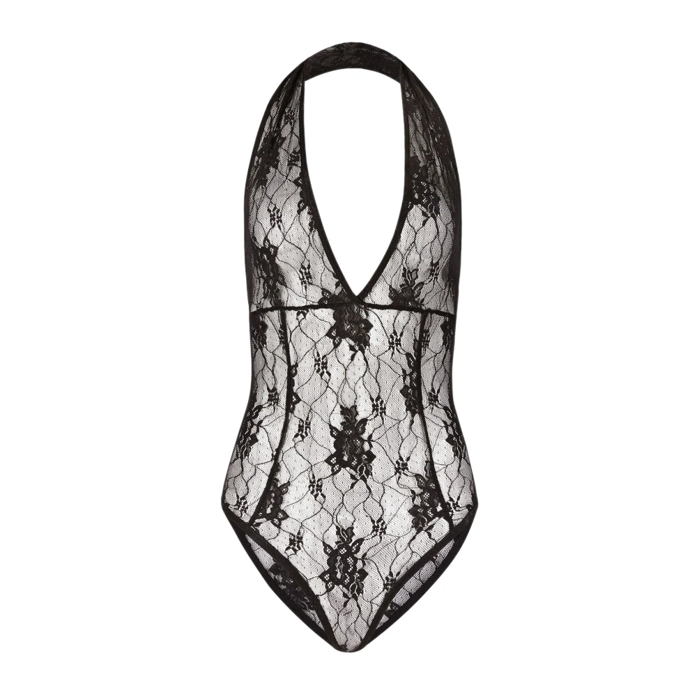 Nina Ricci Zwarte Kant Bodysuit Elegante Stijl Black Dames