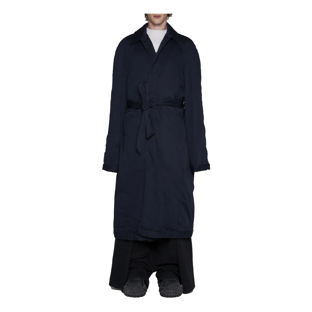 Balenciaga Belted Coat Black Heren