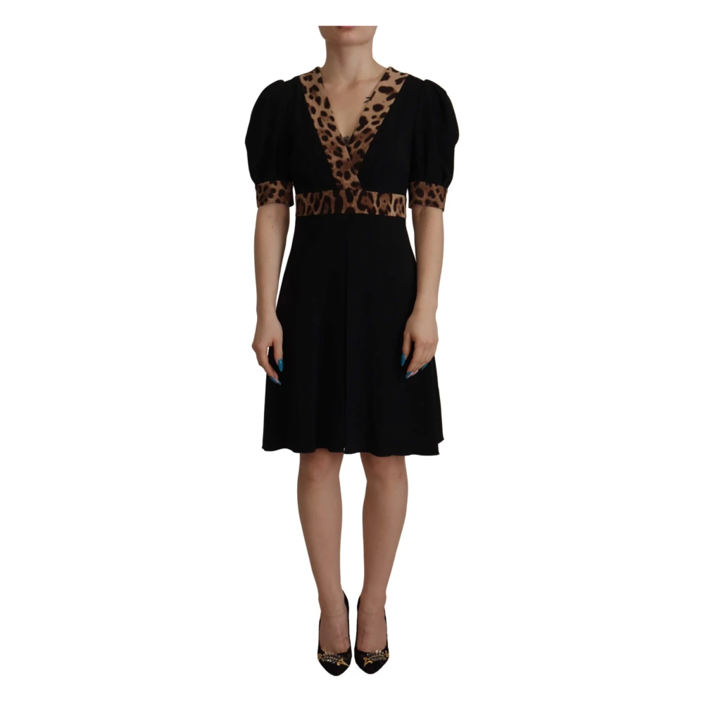 Dolce & Gabbana Women's Black Elegant A-Line Dress With V-Neck