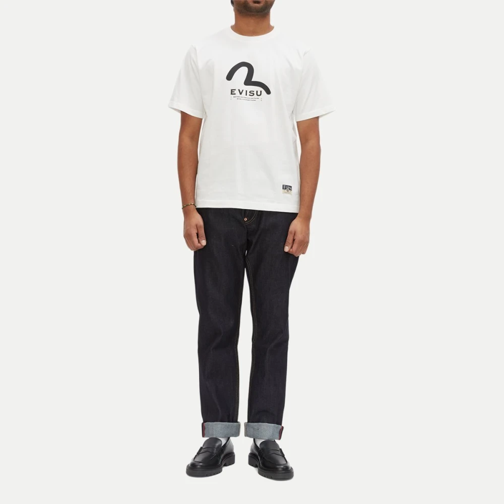 Evisu Wit Katoen Regular Fit T-Shirt White Heren