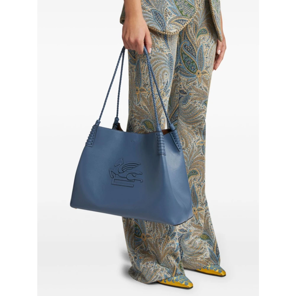 ETRO Heldere Blauwe Tote Tas met Patch Blue Dames