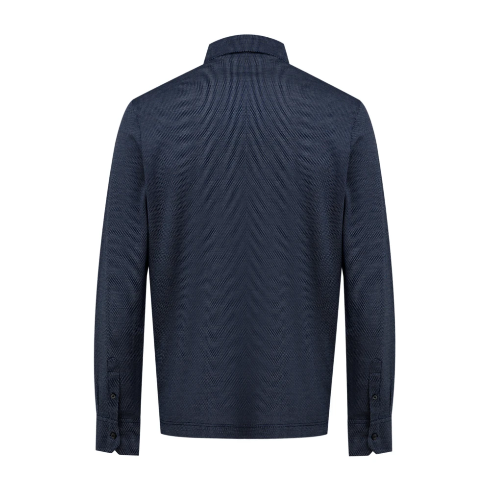 Canali Blauw Polo Shirt met Lange Mouwen Blue Heren