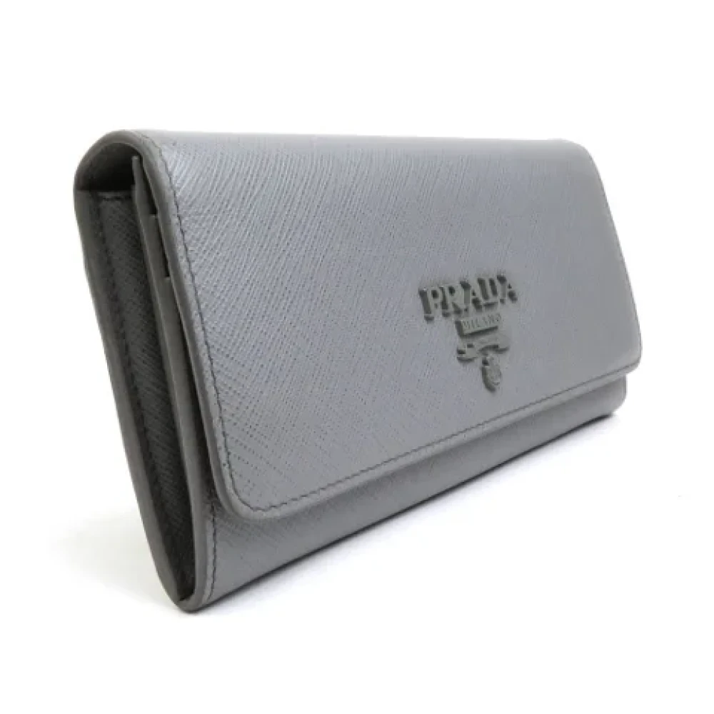 Prada Vintage Pre-owned Leather wallets Gray Unisex