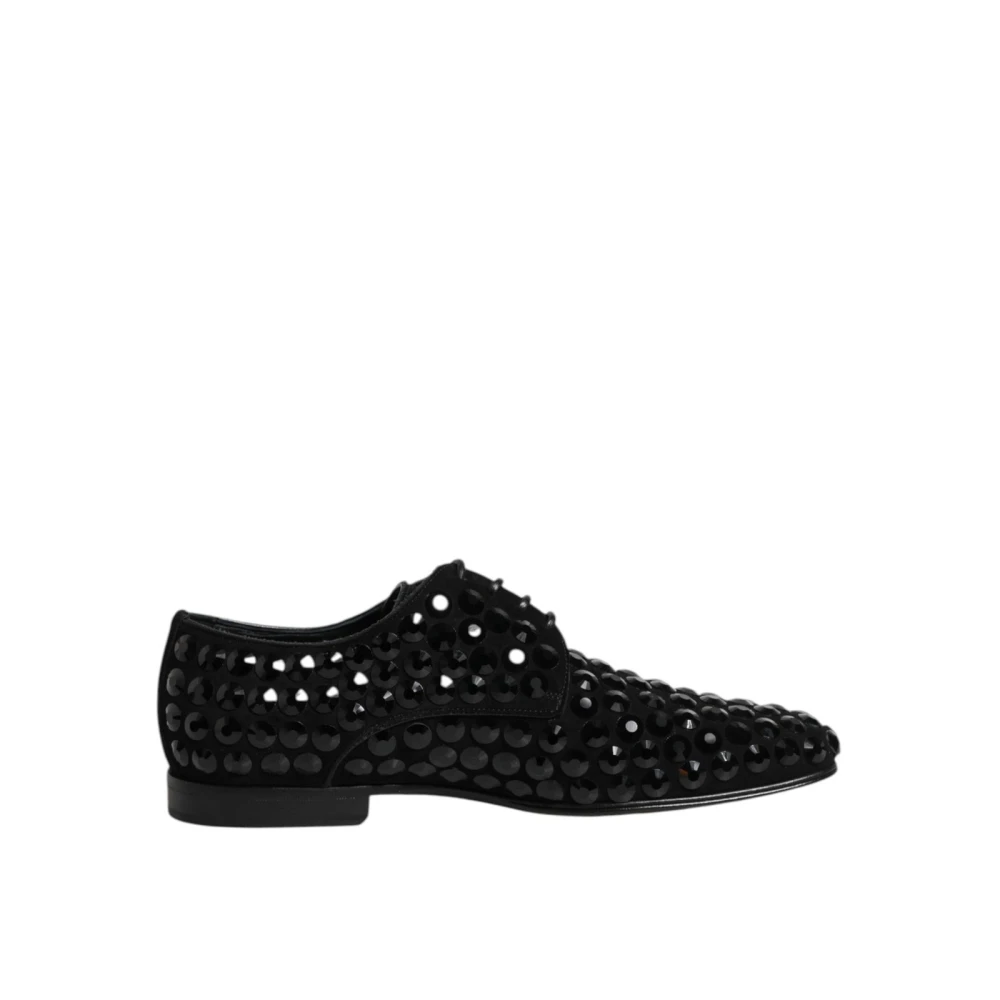 Dolce & Gabbana Men's Black Suede Strass Derby Formal Shoes
