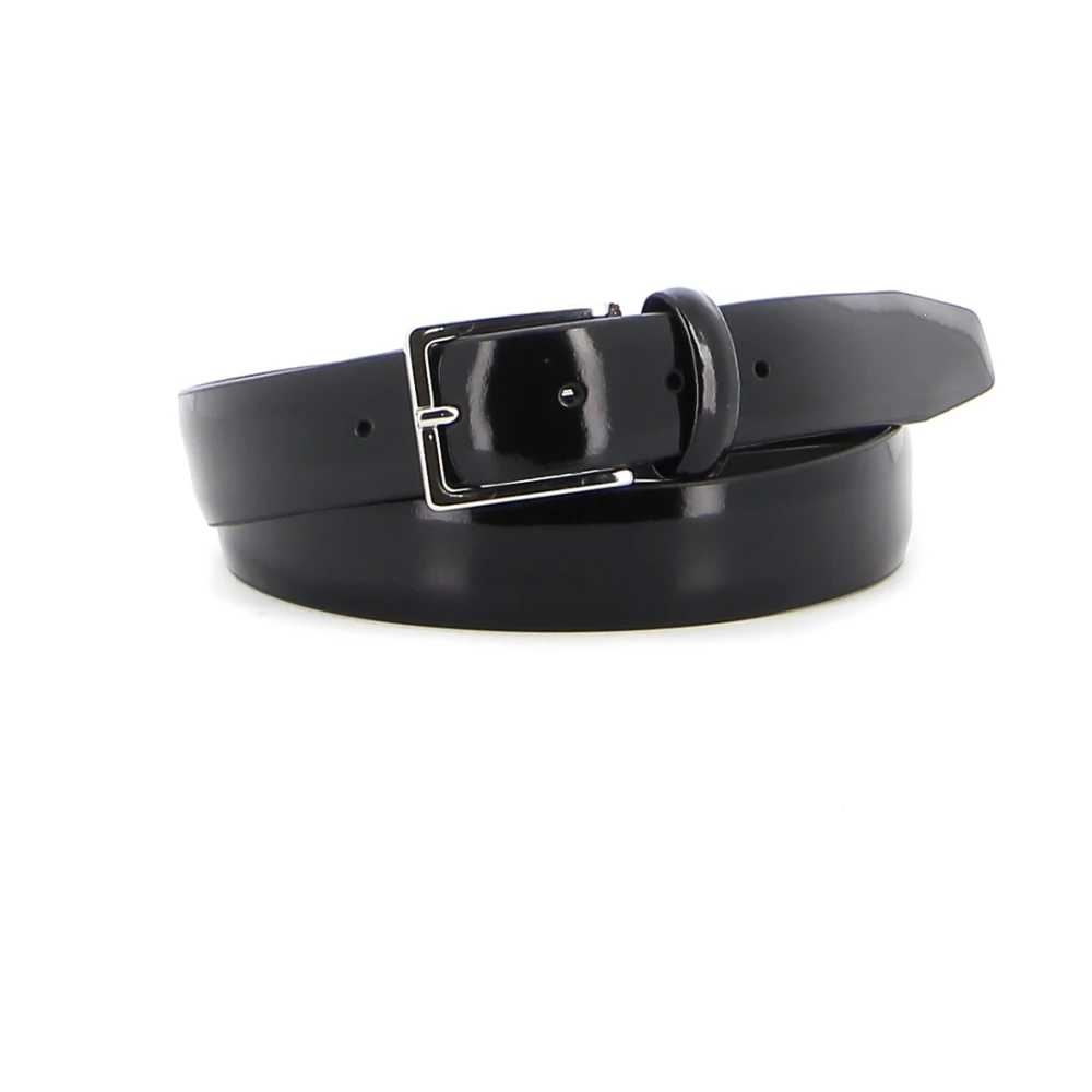 Anderson's Zwarte Leren Riem met Metalen Gesp Black Heren