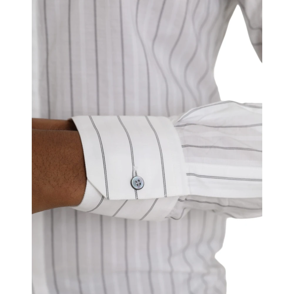 Dolce & Gabbana Gestreepte formele jurk gouden overhemd White Heren