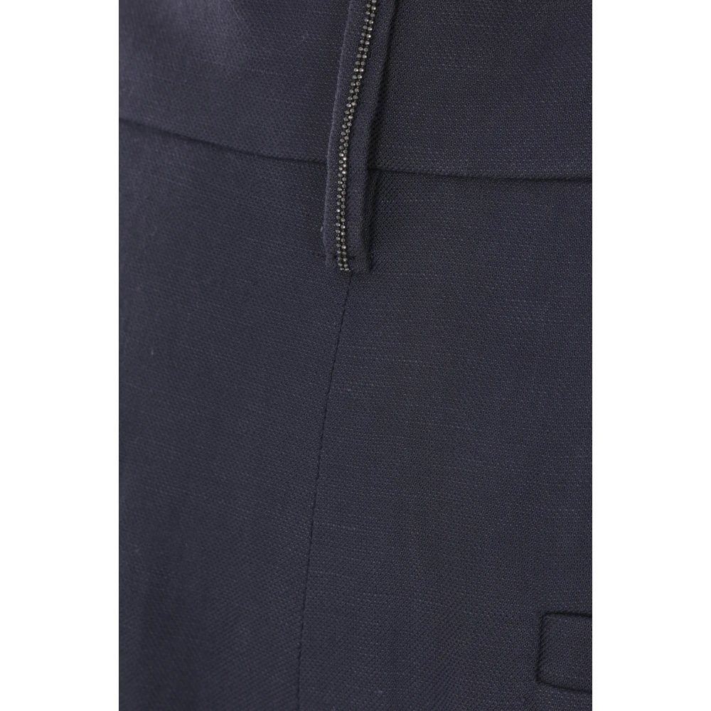 BRUNELLO CUCINELLI Blauwe Loose-Fit Broek met Decoratieve Details Blue Dames