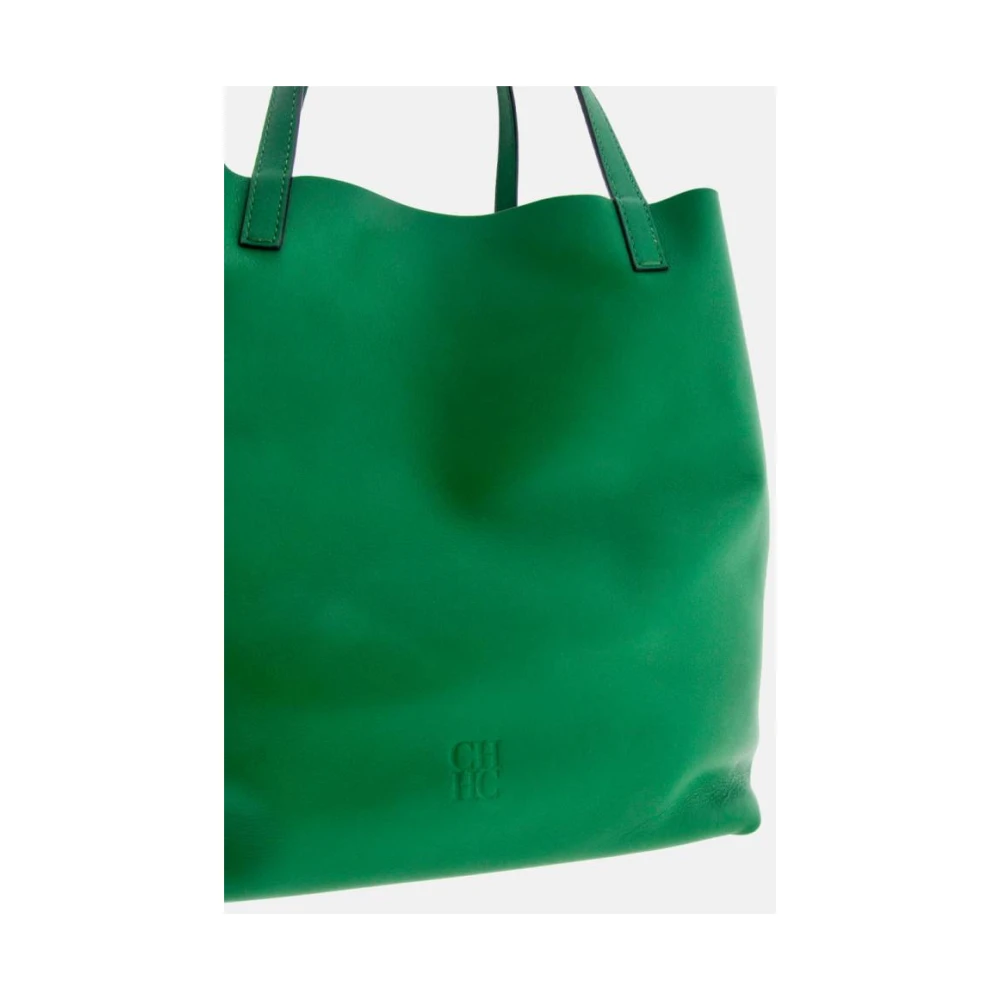 Carolina Herrera Matryoshka L Groene Leren Tas Green Dames