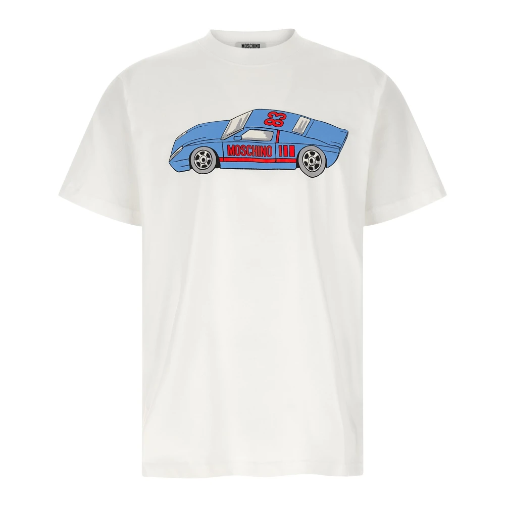 Moschino Men's White T-Shirts, S, Printed Cotton Jersey T-Shirt