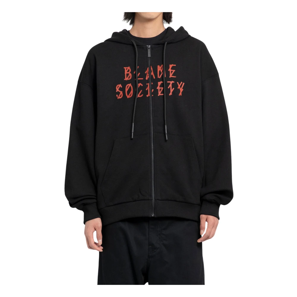 44 Label Group Zwarte Zip-Up Hoodie met Grafische Print Black Heren