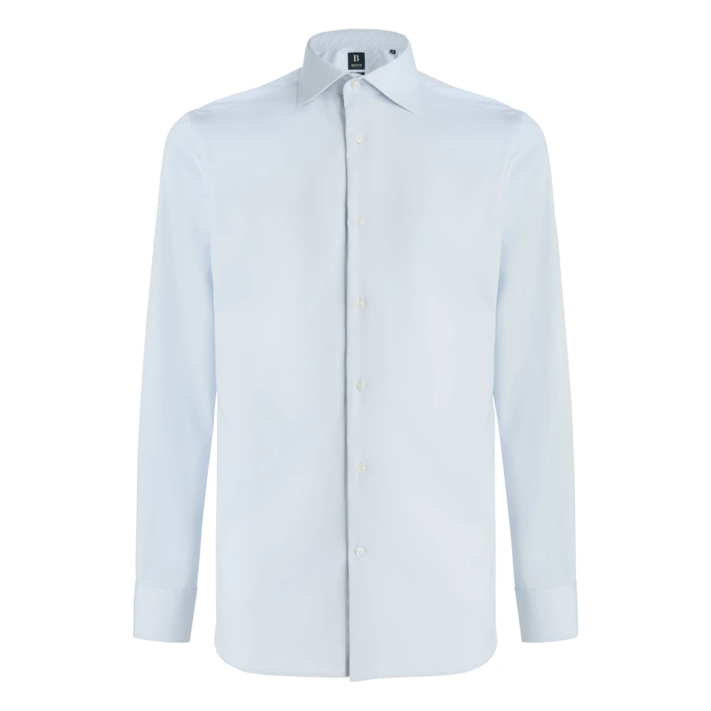 Boggi Milano Mannelijk Blauw Overhemden Heren, 2XL, Katoen, Long Fit Pinpoint Katoenen Overhemd