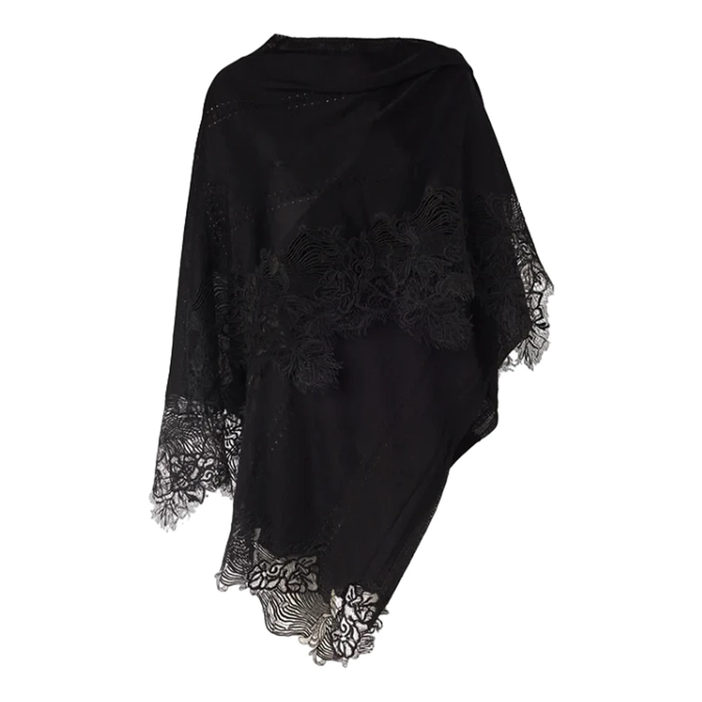 Ermanno Scervino Zwarte Cashmere Wrap Jas Black Dames