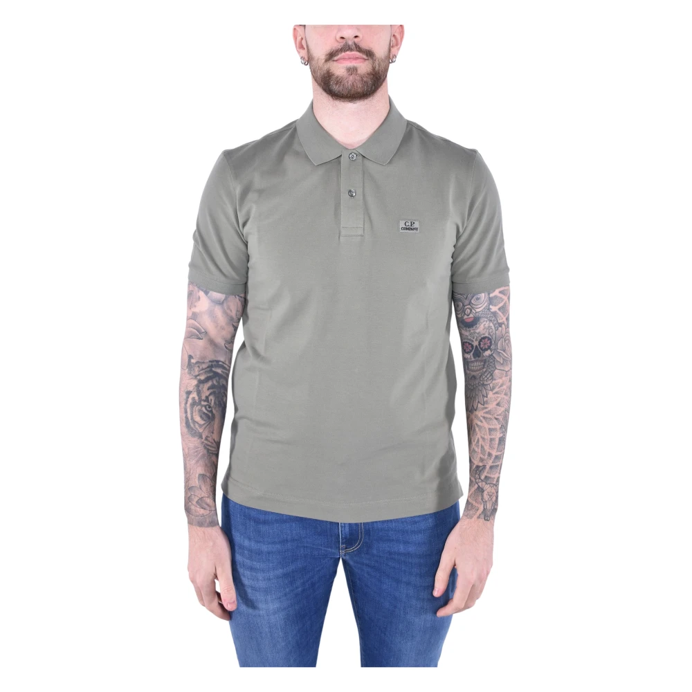 C.P. Company Stretch Piqué Korte Mouw Polo Green Heren