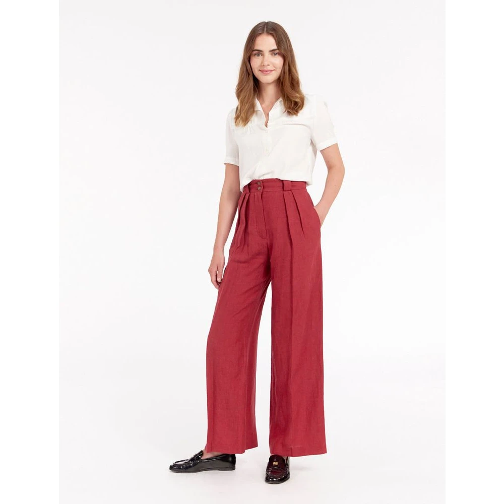 Ines De La Fressange Paris Marlène broek in frambozen linnen Pink Dames