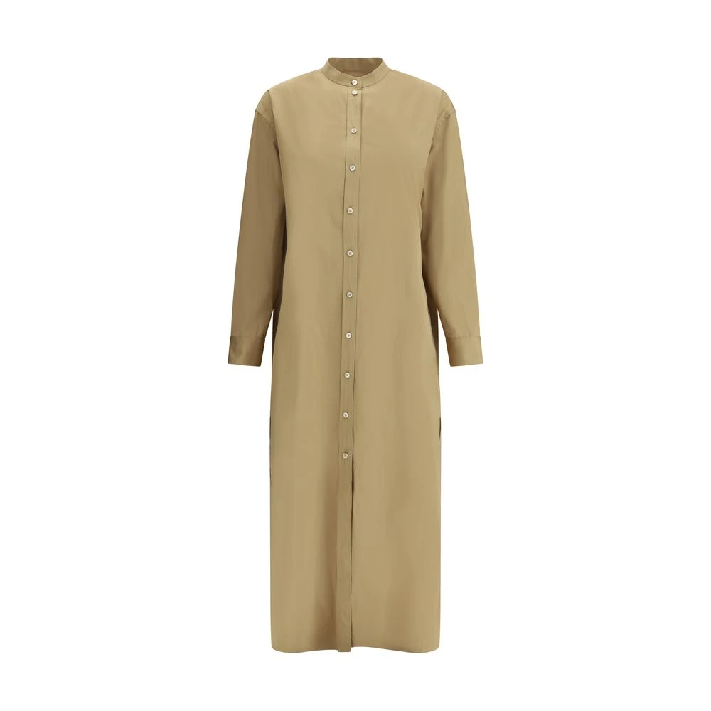 Jil Sander Women's Beige Logo Embroidered Shirt Dress With Slits