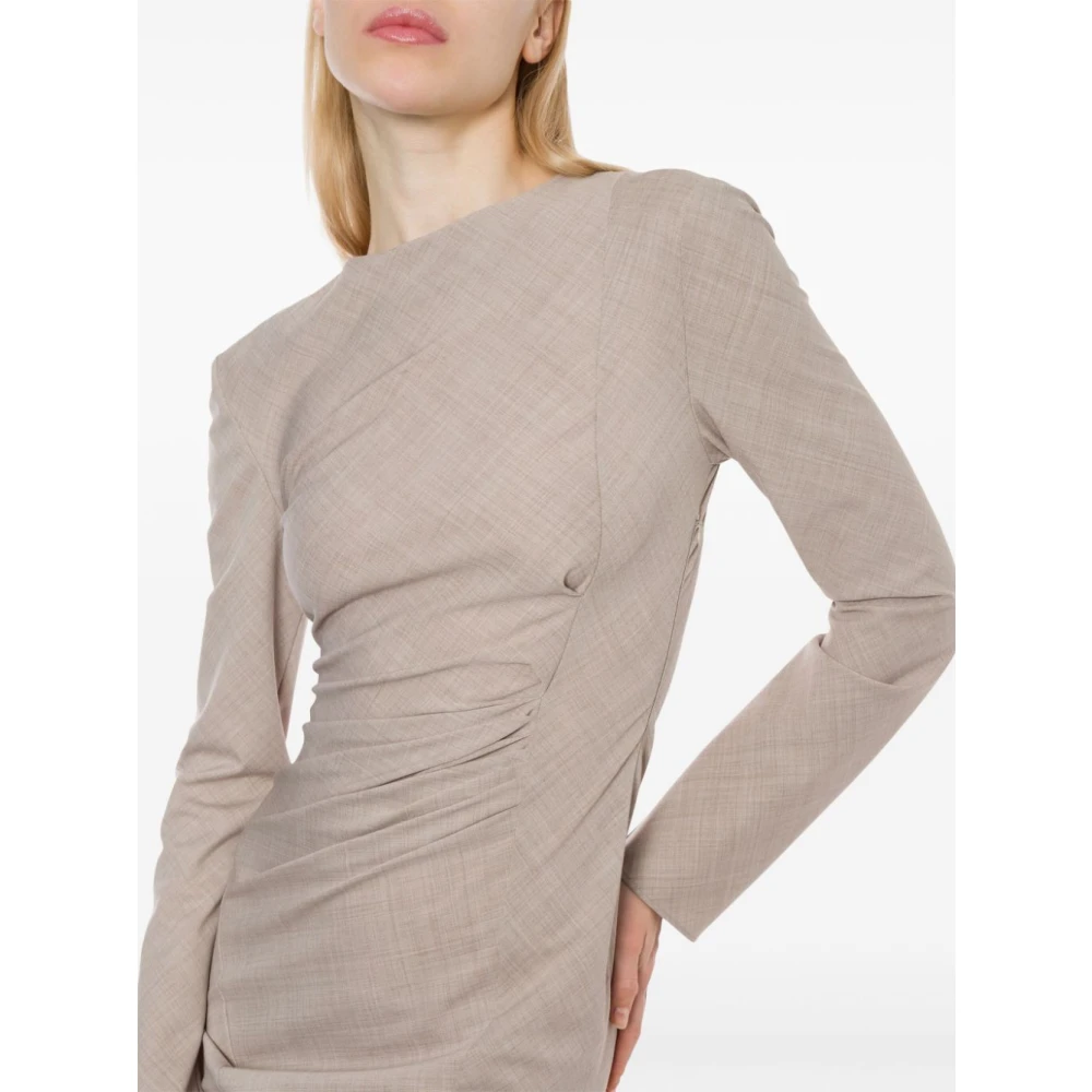 Philosophy di Lorenzo Serafini Grijze Wollen Blend Ruche Jurk Gray Dames