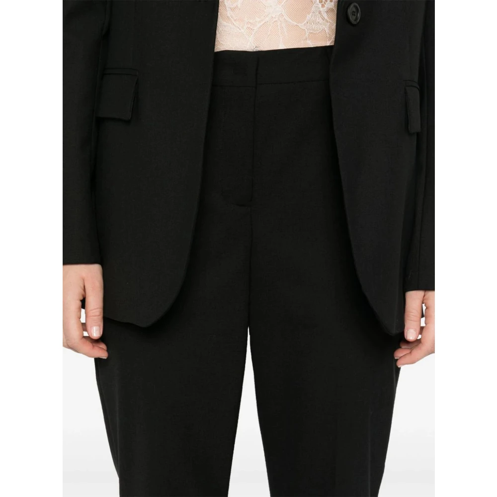 Semicouture Zwarte Wol Straight-Leg Broek Black Dames