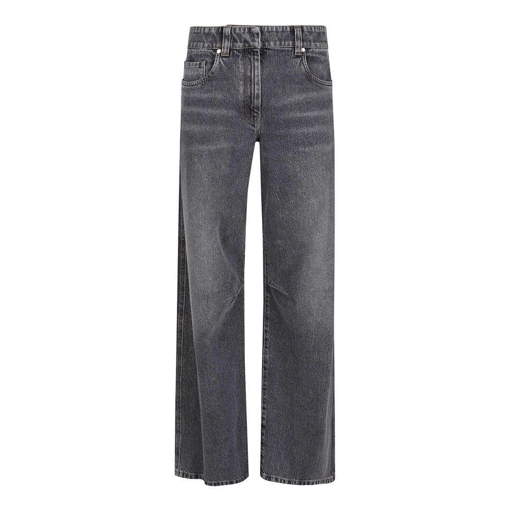 BRUNELLO CUCINELLI Grijze Wide Leg Jeans voor Vrouwen Gray Dames