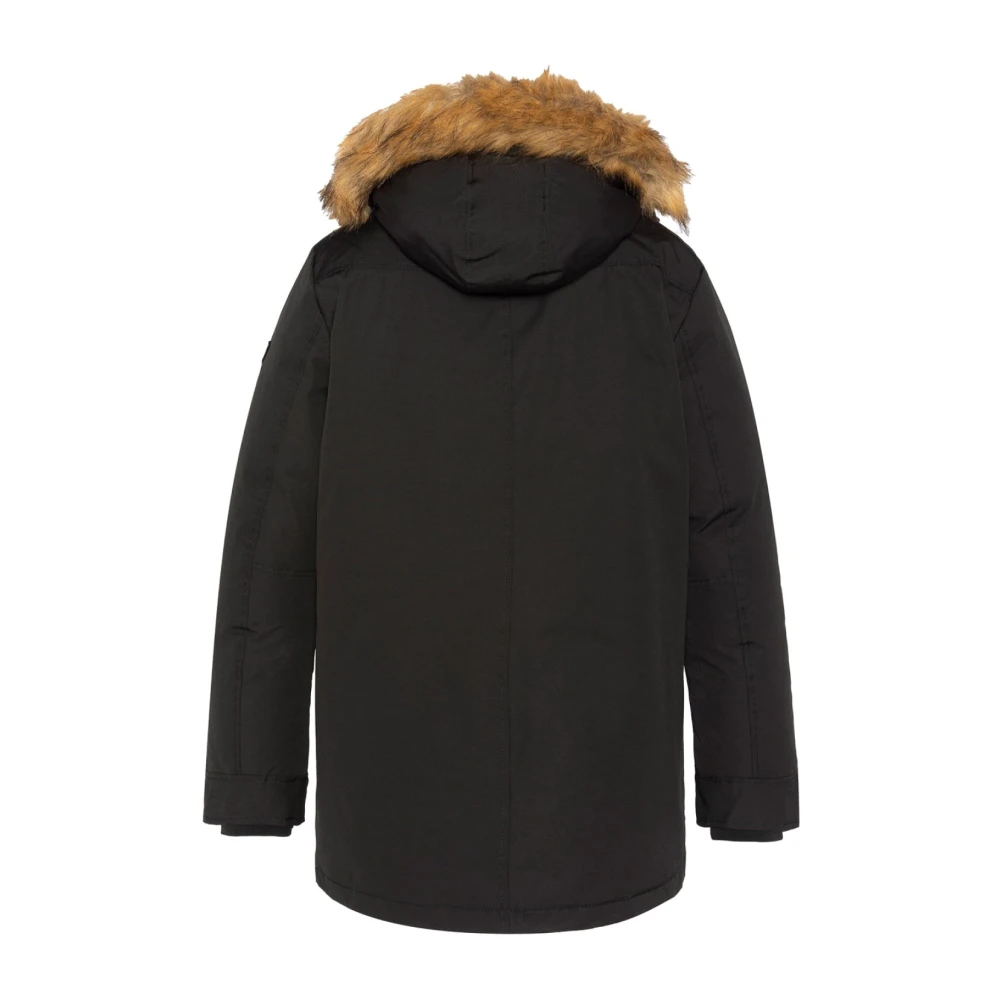 Schott NYC Winterjas met Kunstbont Capuchon Black Heren
