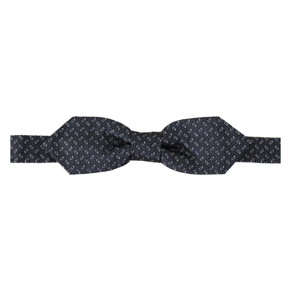 Dolce & Gabbana Elegante Polka Dot Zijden Vlinderdas Blue Heren