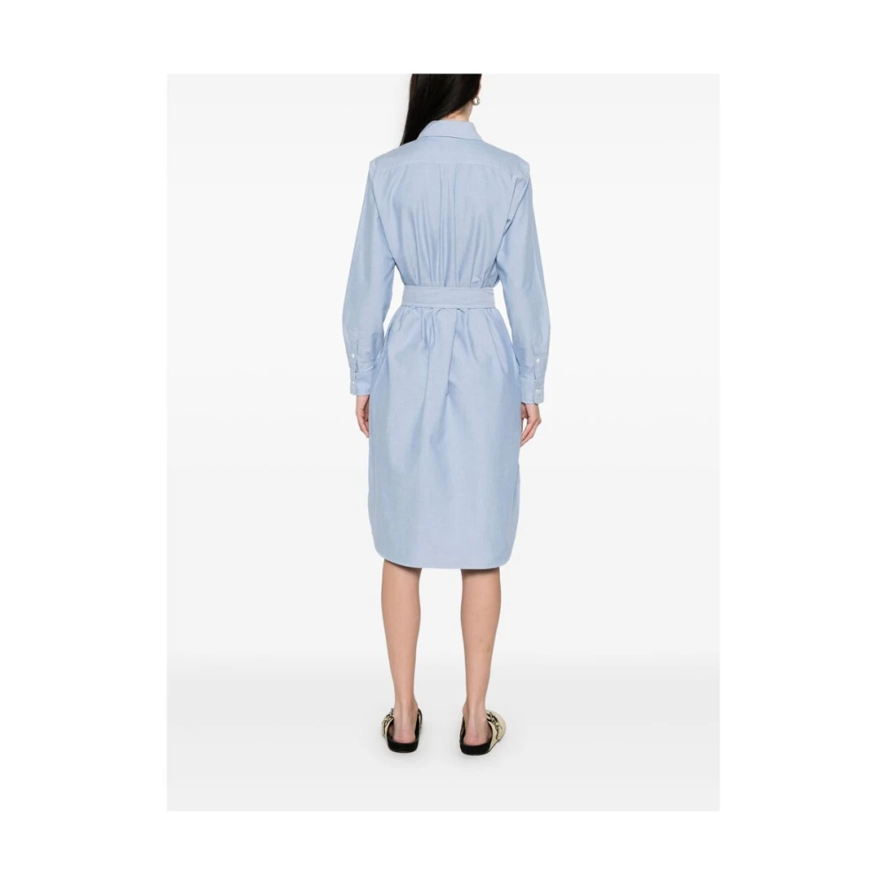 Ralph Lauren Belted Cotton Oxford Shirtdress Blue Dames