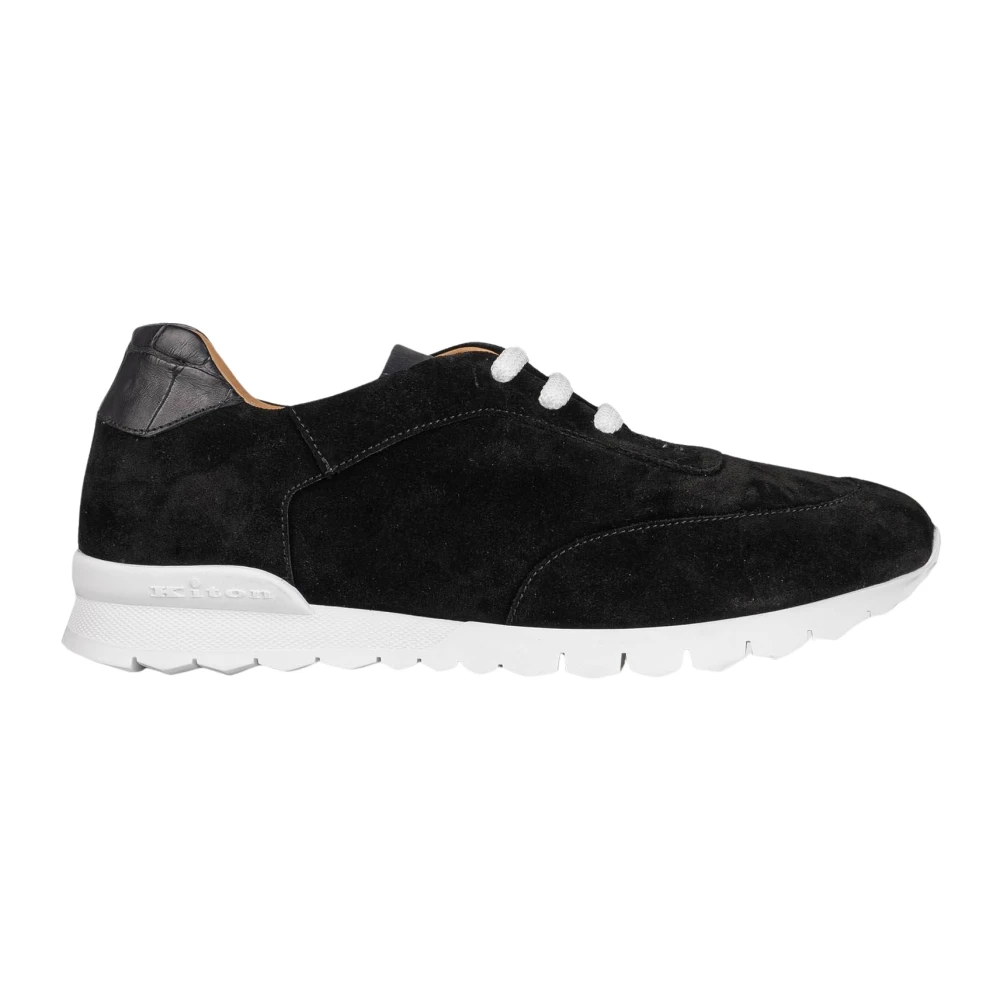Kiton Leren Suède Krokodil Sneakers Heren Schoenen Zwart