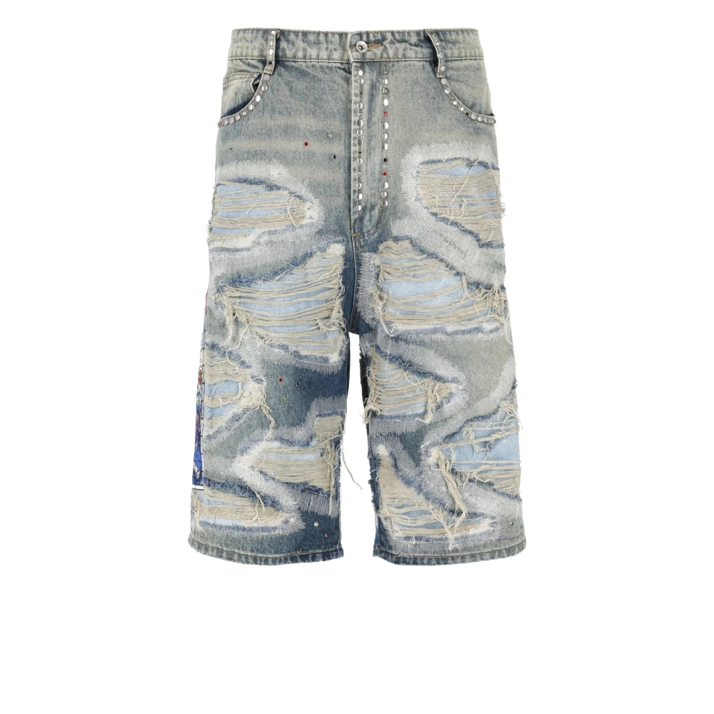 Who Decides War Lichtblauwe Bermuda Shorts met Studs Blue Heren
