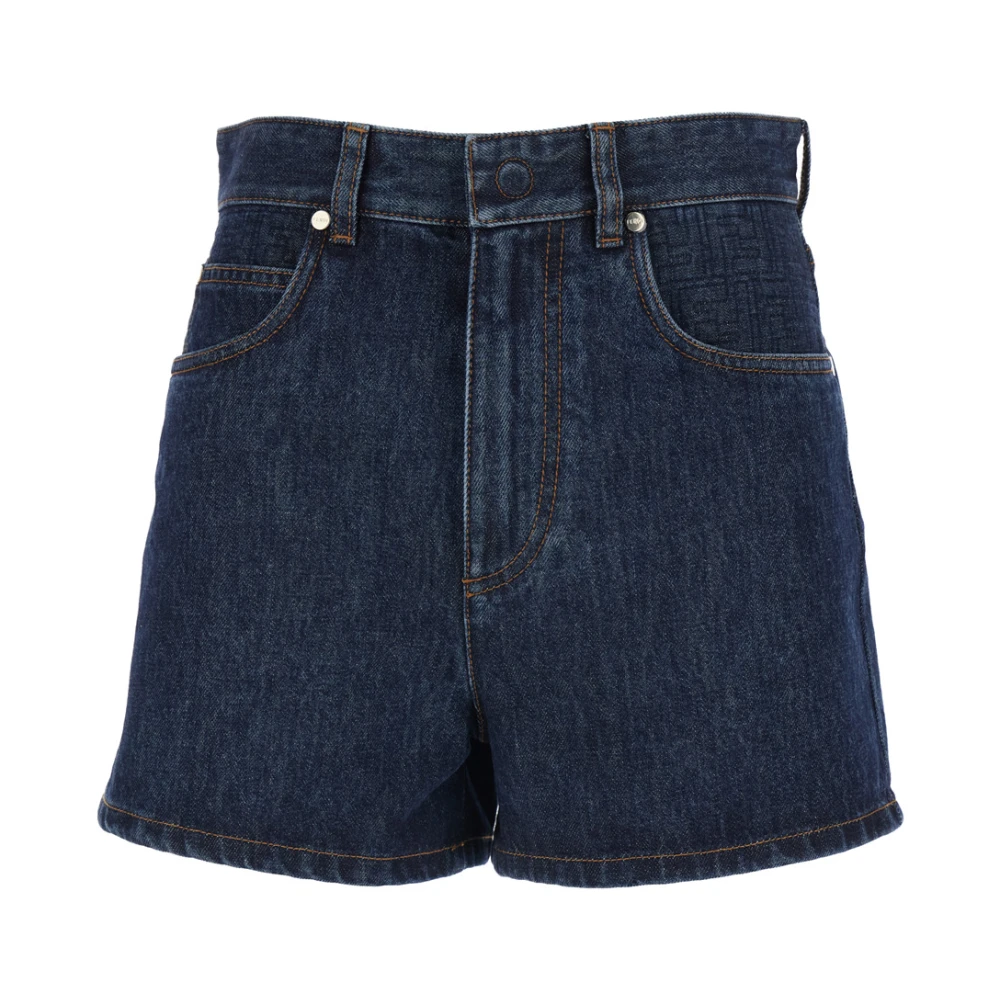 Fendi Women's Blue Denim Shorts, S, Flared Five-Pocket Shorts