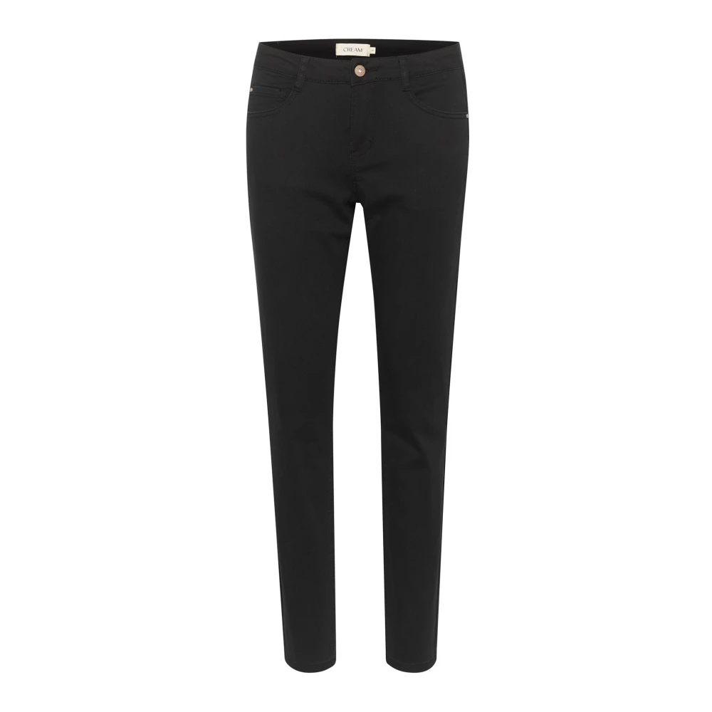 Cream Zwarte Twill Broek Straight-Leg Stijl Black Dames