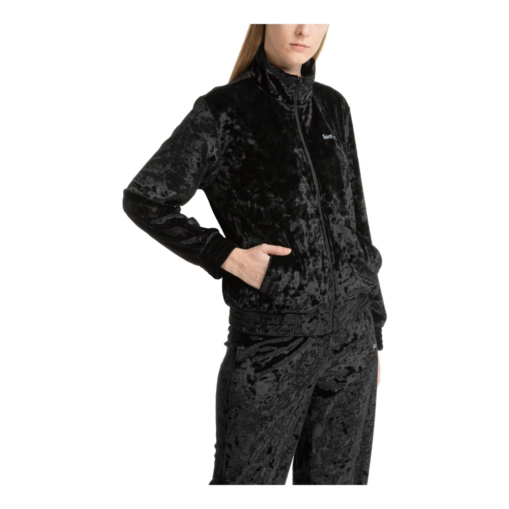 MC2 Saint Barth Effen Logo Rits Sweatshirt met Zakken Black Dames